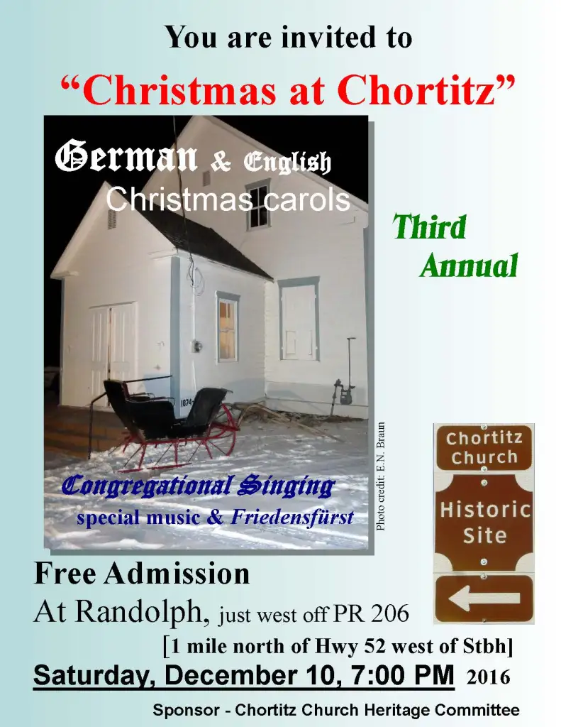 Featured image for “3rd Annual “Christmas at Chortitz”, December 10”